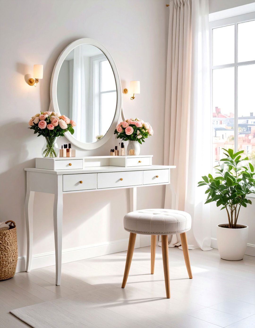 Compact Stool and Desk Vanity - 20 Vanity Room Ideas