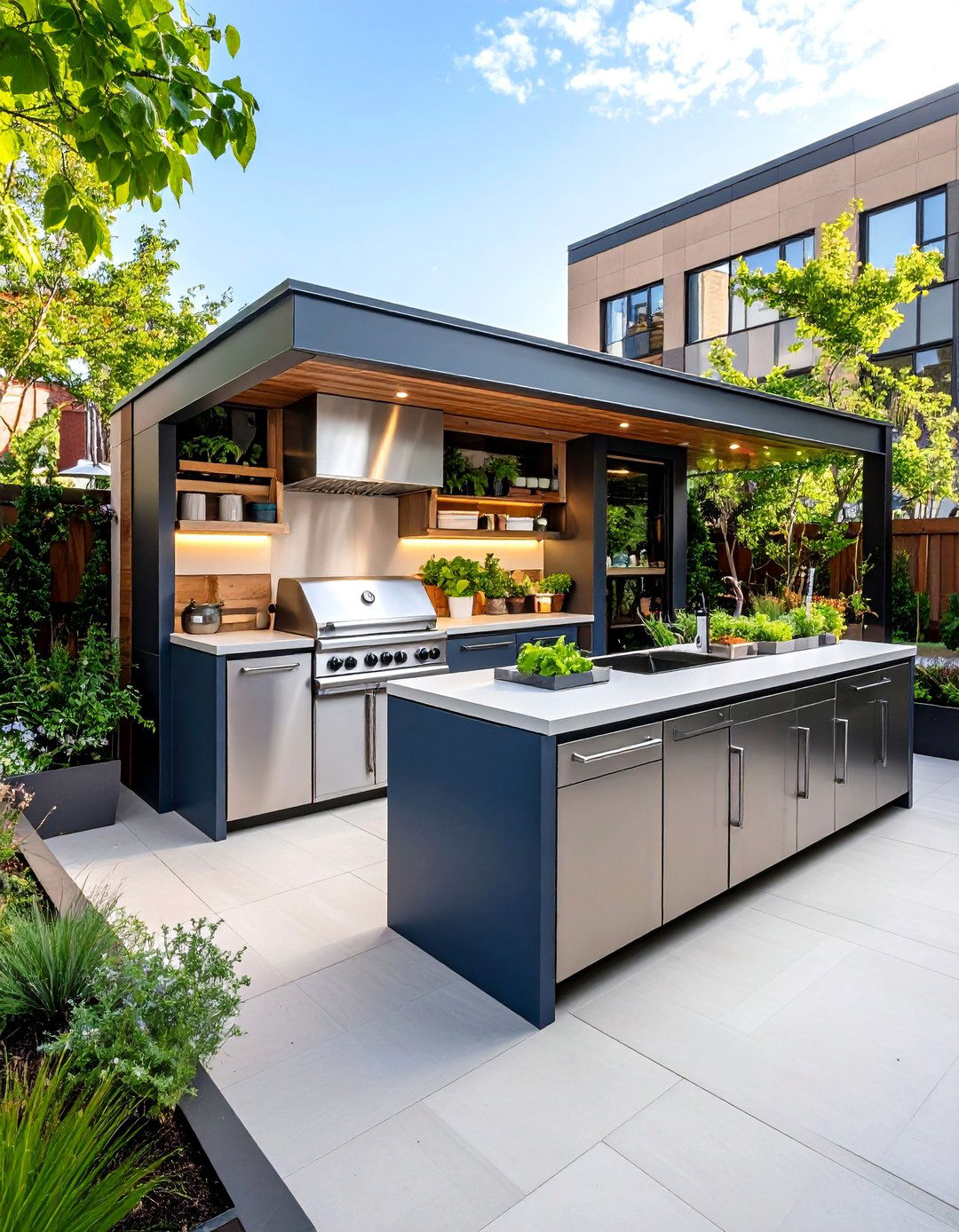 Compact Urban L Shaped Outdoor Kitchen - 20 L Shaped Outdoor Kitchen Ideas