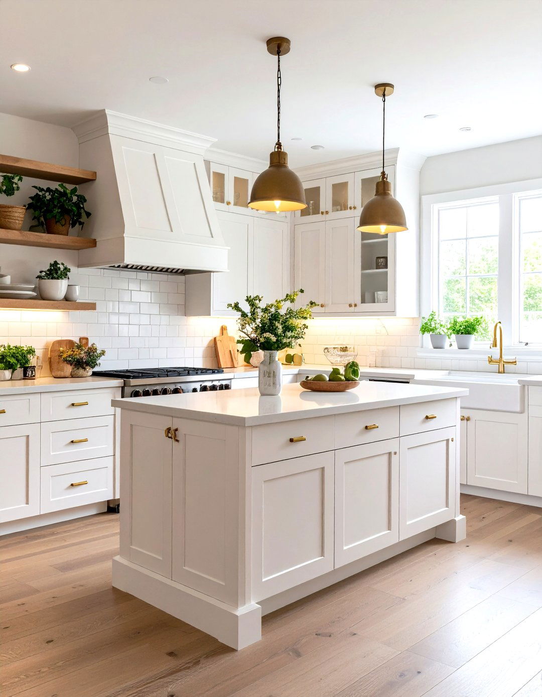 Compact White Farmhouse Kitchen with Galley Layout - 20 White Farmhouse Kitchen Ideas