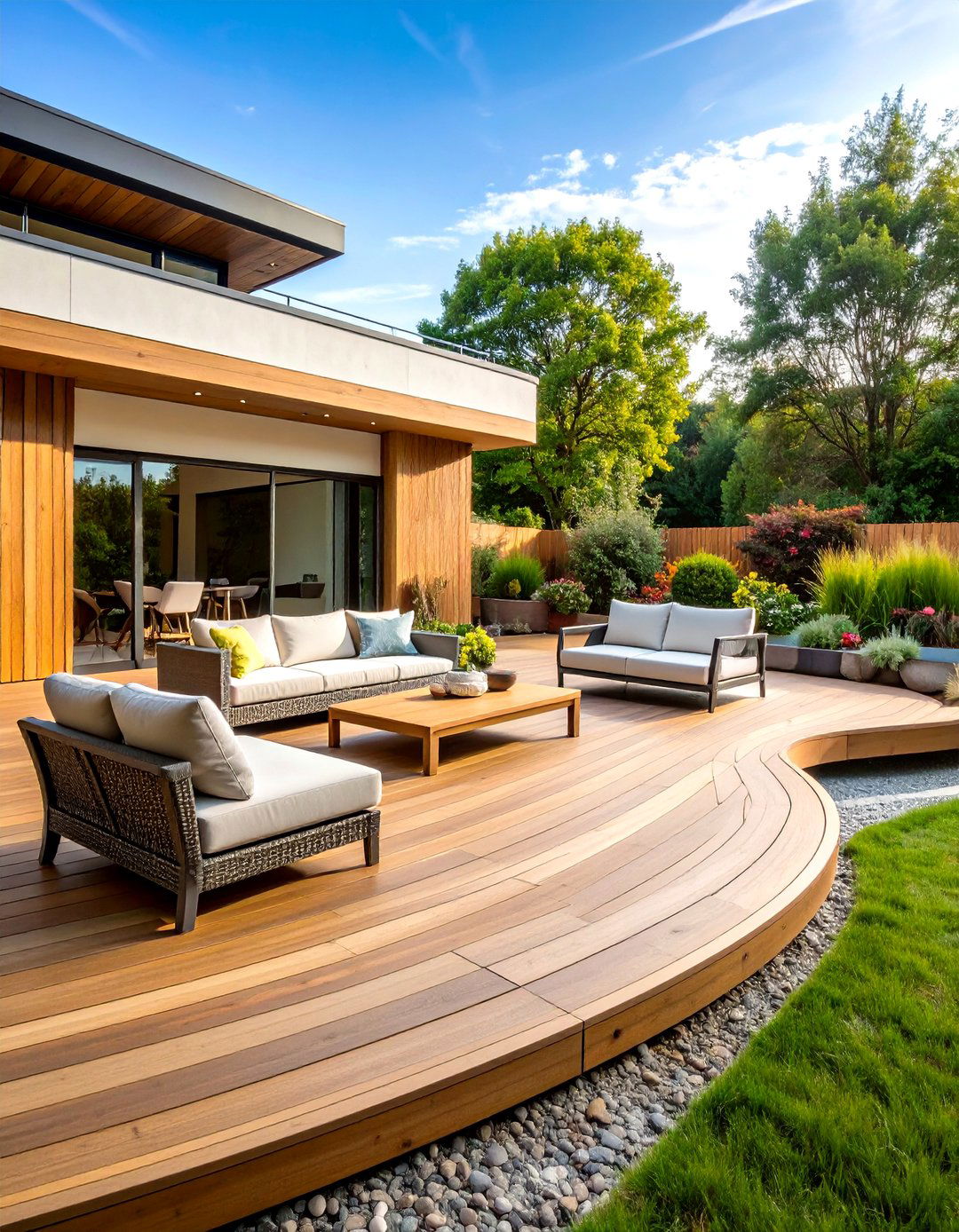 Composite Deck with Curved Accents - 20 Composite Deck Ideas