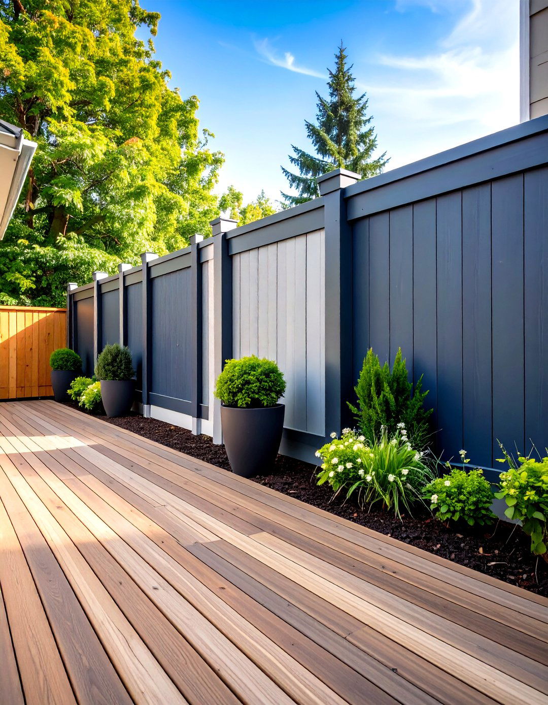 Composite Panel Privacy Wall for Low Maintenance Ease - 20 Deck With Privacy Wall