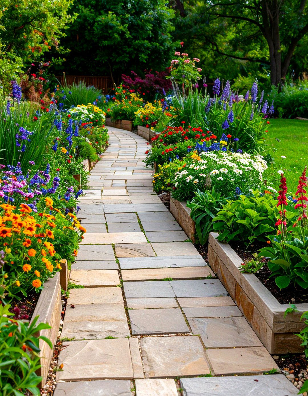 Composite Walkway with Built In Planter Integration - 20 Composite Walkway Ideas