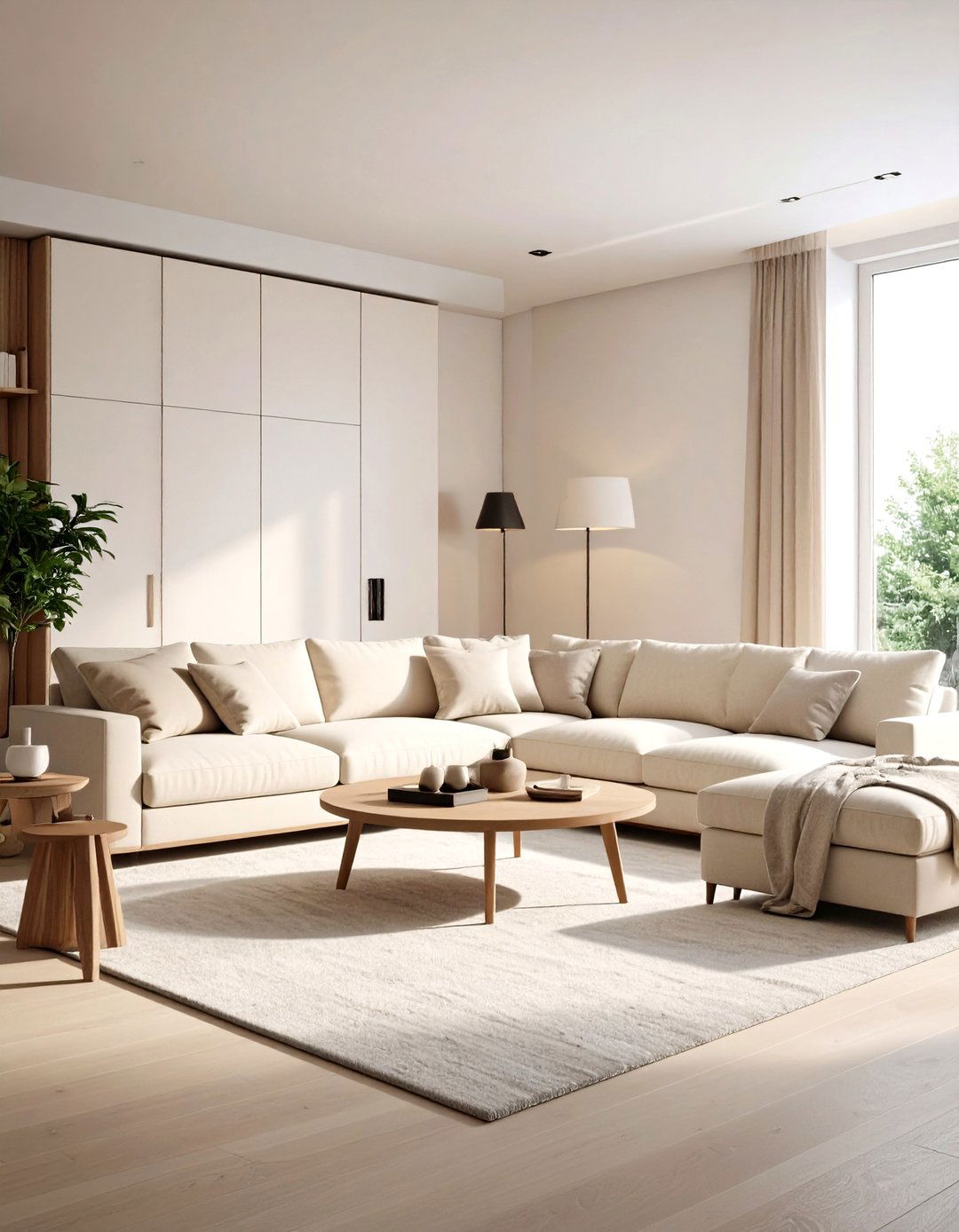 Conceal Storage to Maintain Minimalist Cream Clarity - 20 Cream Living Room Ideas
