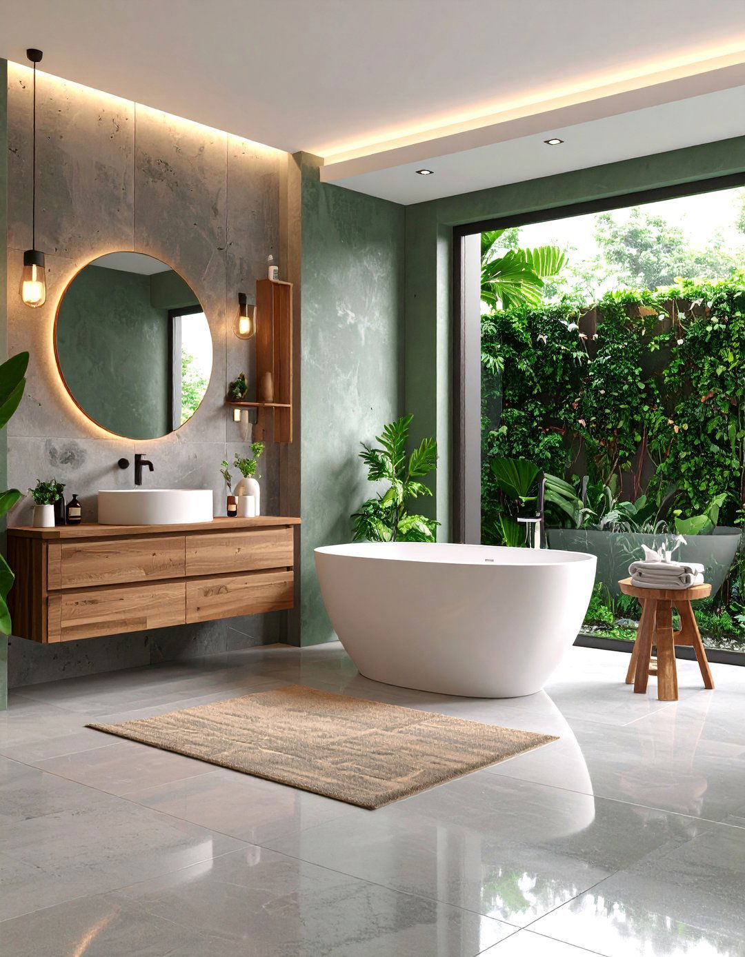 Concrete Bathroom Accent Walls with Textural Interest - 20 Concrete Bathroom Ideas