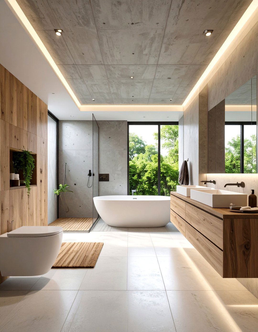 Concrete Bathroom Ceilings with Integrated Lighting - 20 Concrete Bathroom Ideas