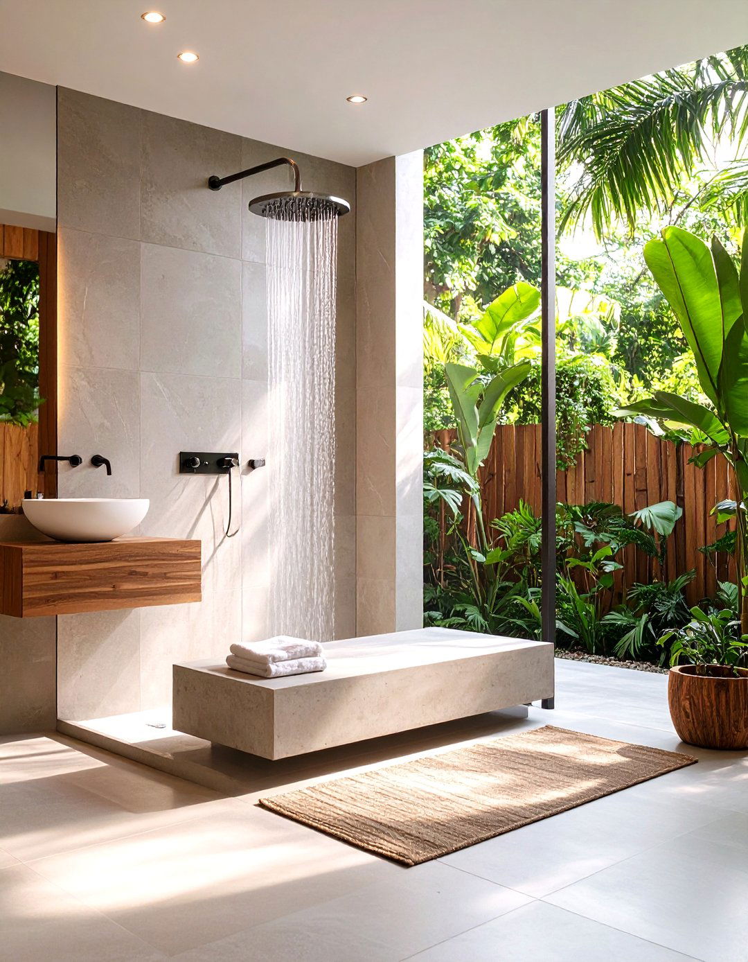 Concrete Bathroom Shower Benches with Ergonomic Design - 20 Concrete Bathroom Ideas