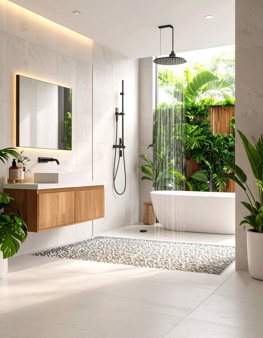 Concrete Bathroom Shower Floors with Custom Drainage - 20 Concrete Bathroom Ideas