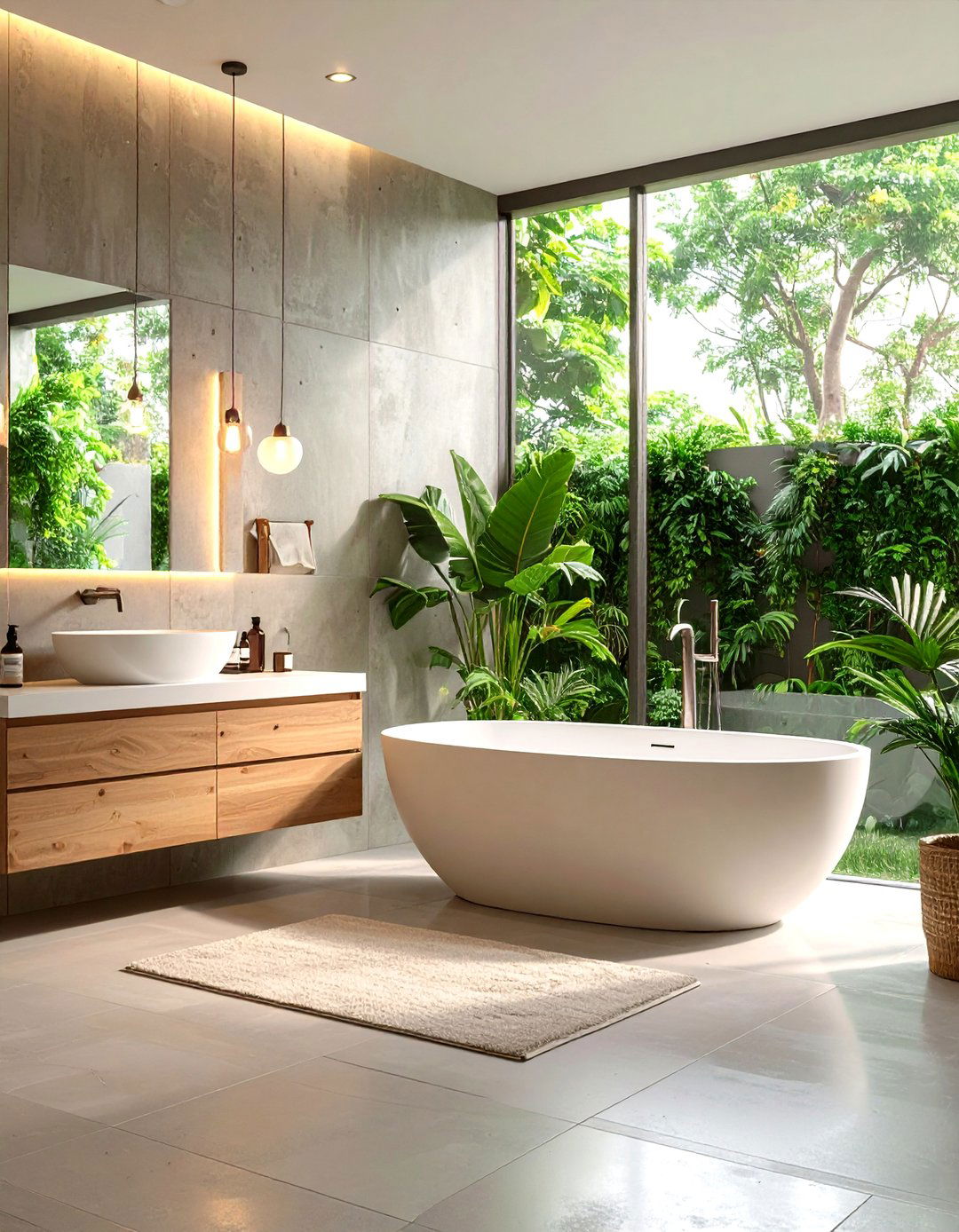 Concrete Bathroom Tub Surrounds with Integrated Features - 20 Concrete Bathroom Ideas