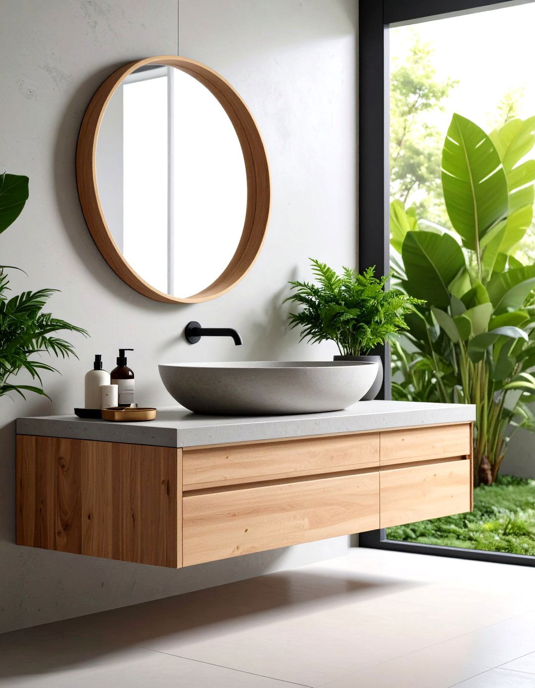 Concrete Bathroom Vanity Countertops with Integrated Sinks - 20 Concrete Bathroom Ideas