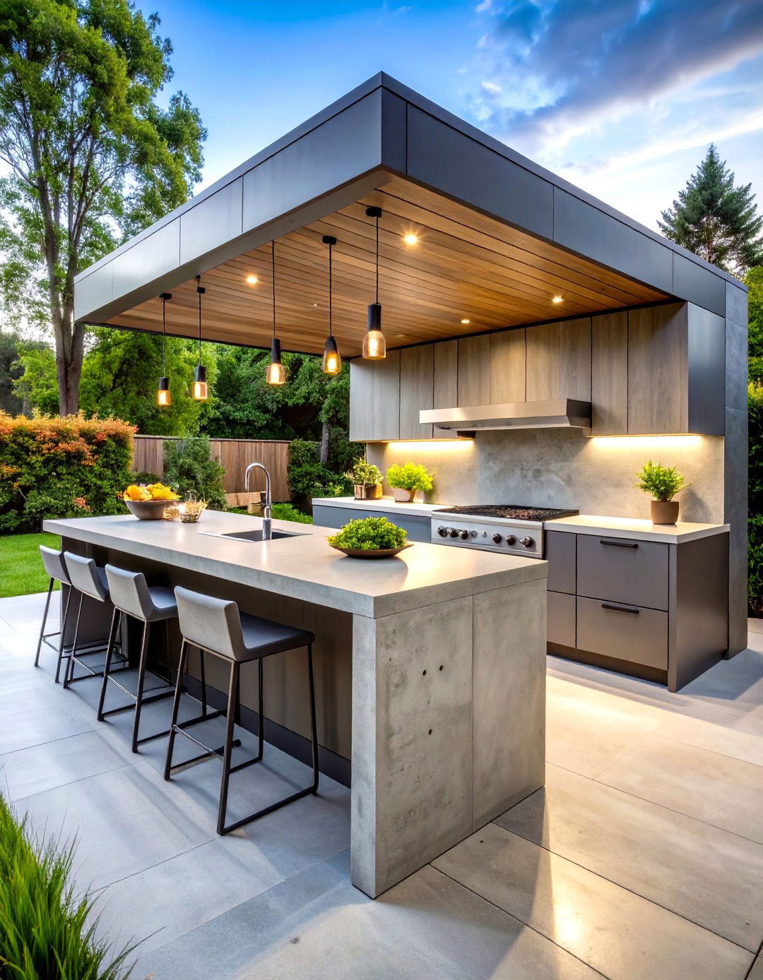 Concrete Countertop Outdoor Kitchen Island - 20 Outdoor Kitchen Island Ideas