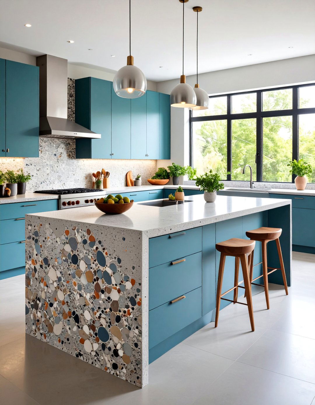 Concrete Countertop with Exposed Aggregate Finish - 20 Concrete Countertop Ideas