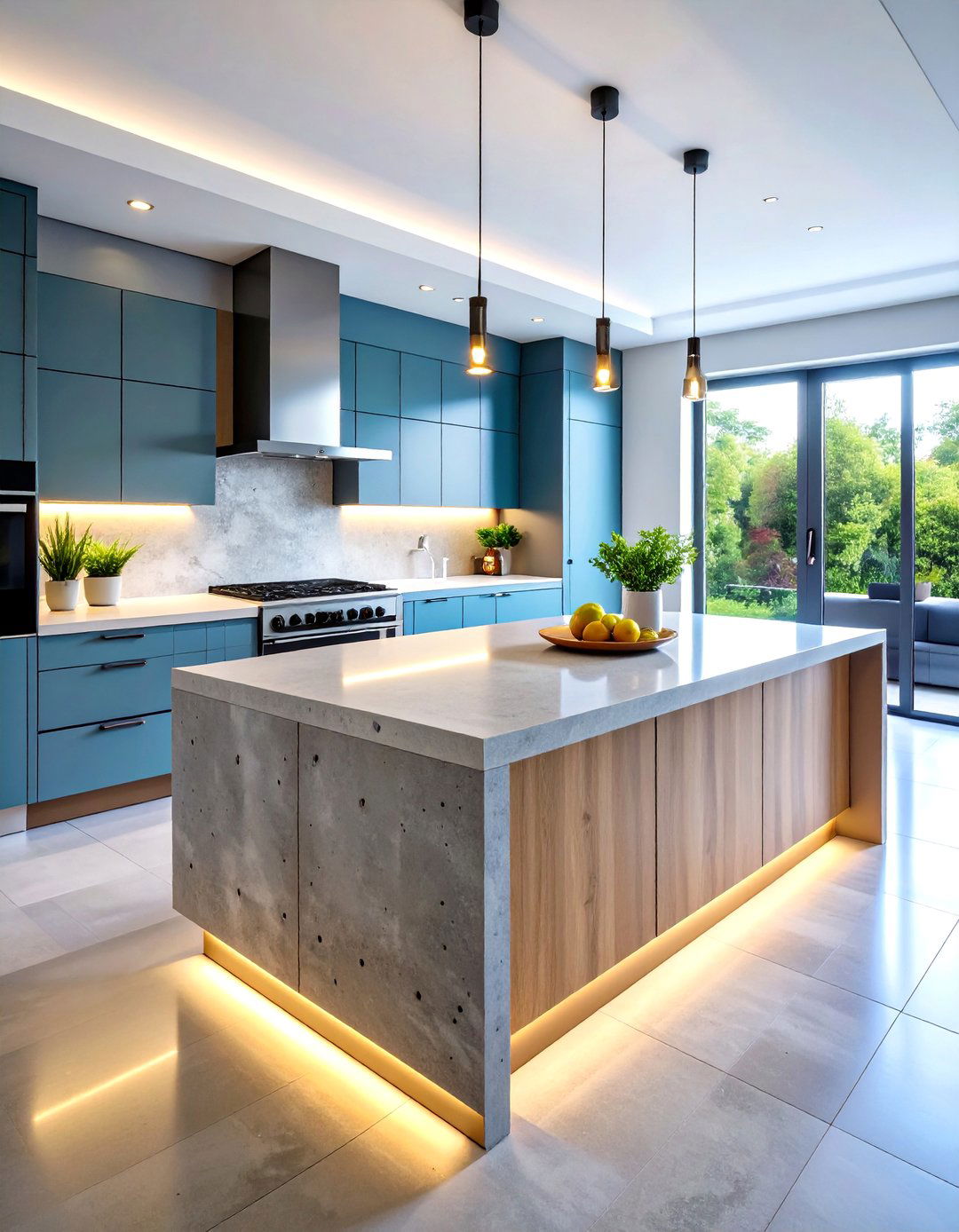 Concrete Countertop with Fiber Optic Integration - 20 Concrete Countertop Ideas