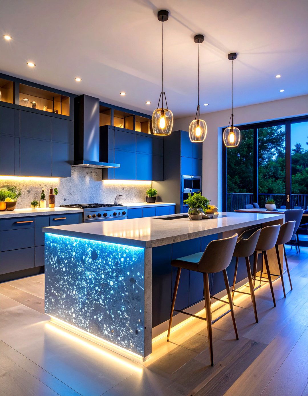 Concrete Countertop with Glow in the Dark Aggregates - 20 Concrete Countertop Ideas