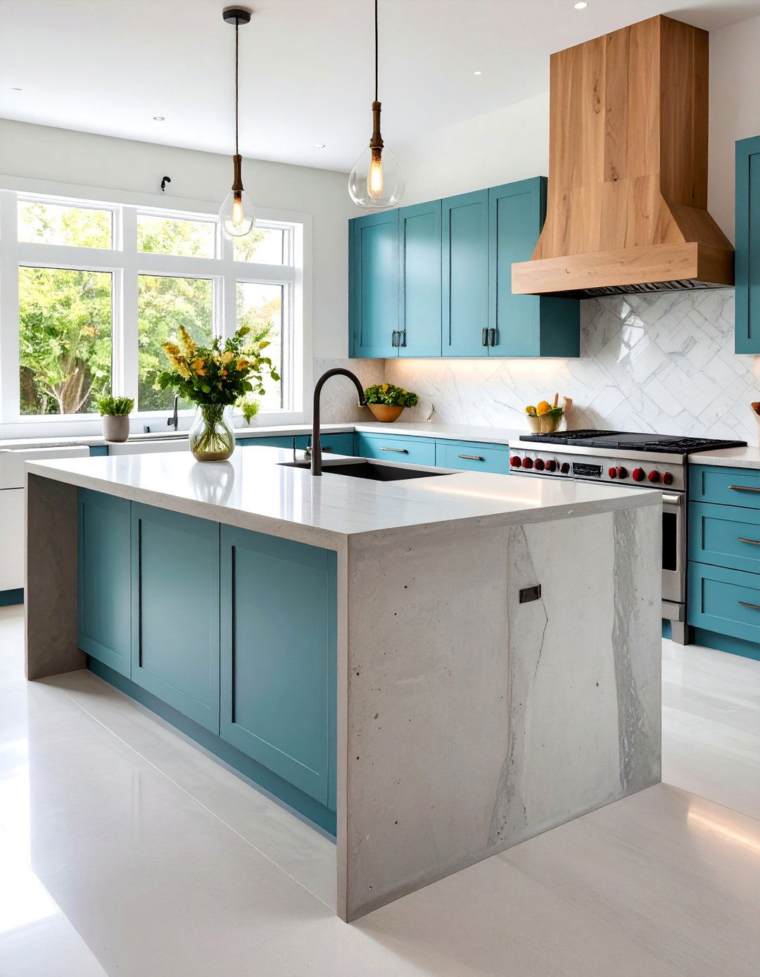 Concrete Countertop with Waterfall Edge Design - 20 Concrete Countertop Ideas