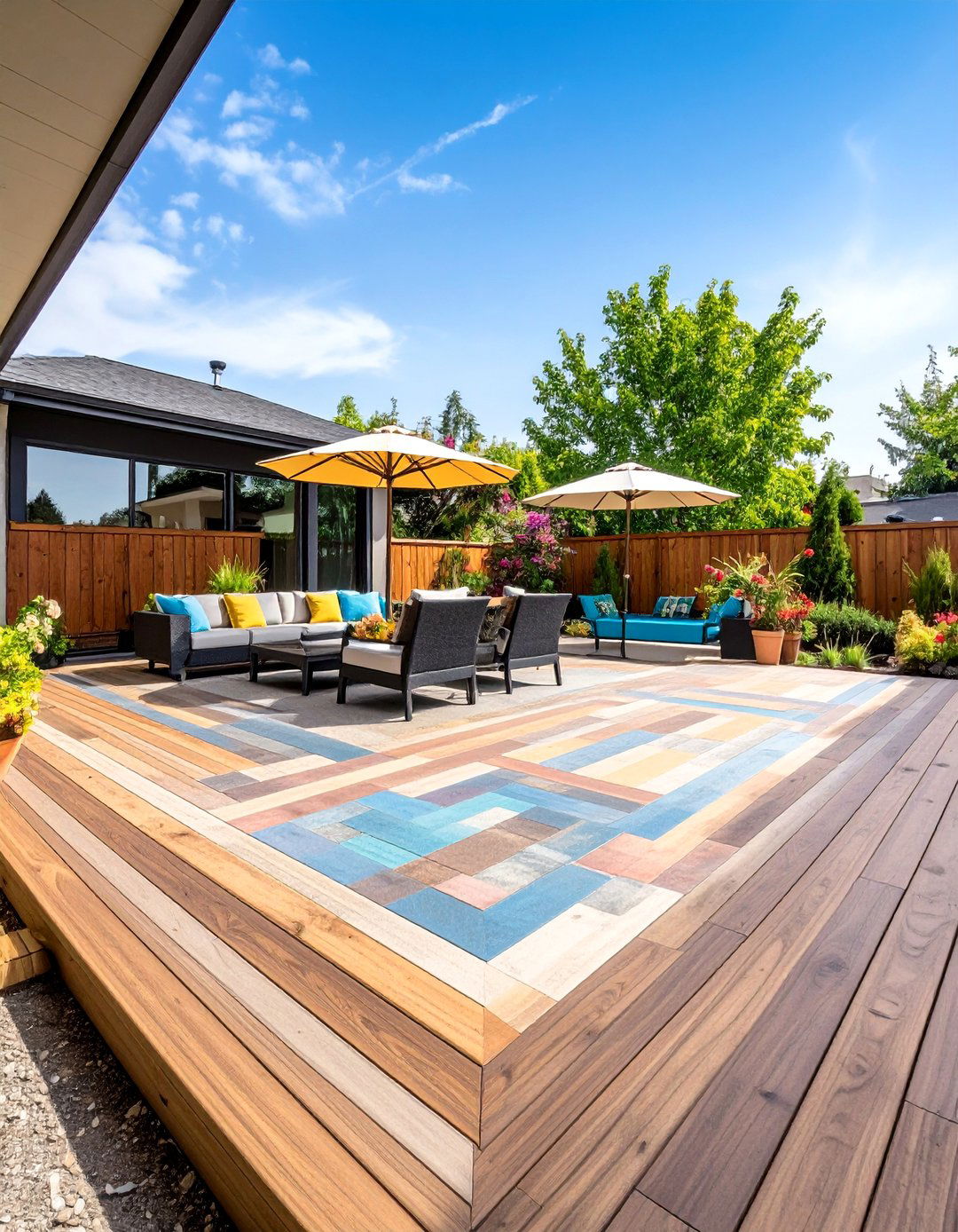 Concrete Deck Overlay with Decorative Resurfacing - 20 Concrete Deck Ideas