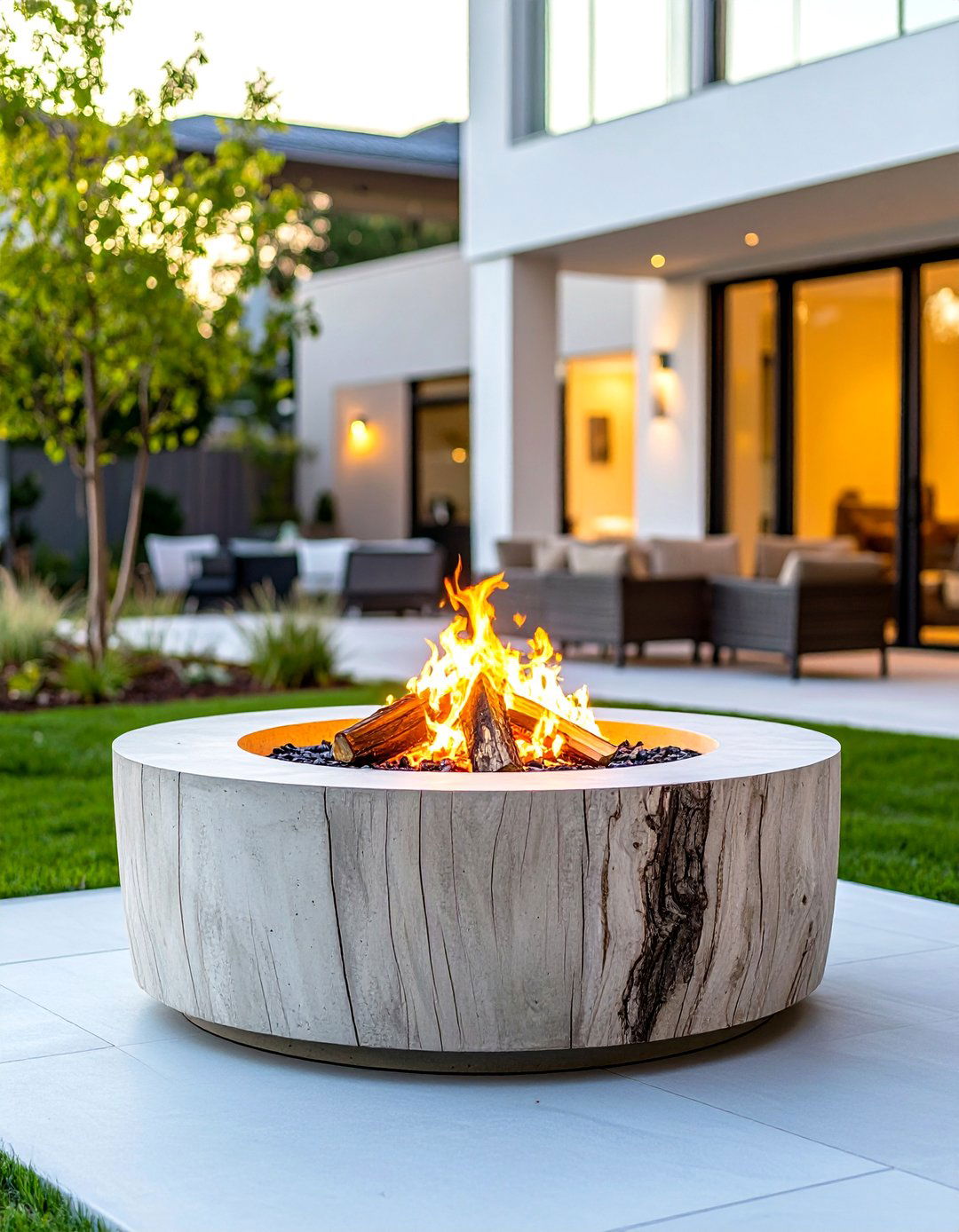 Concrete Encased Tree Stump Fire Pit - 20 Tree Stump Fire Pit Ideas