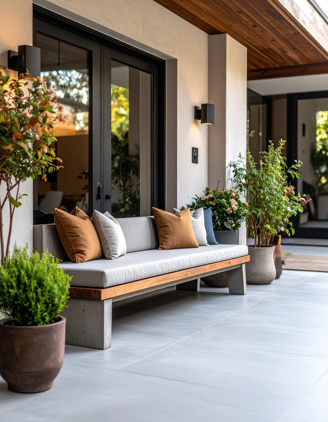 Concrete Entryway Bench with Contemporary Edge - 20 Entryway Bench Ideas