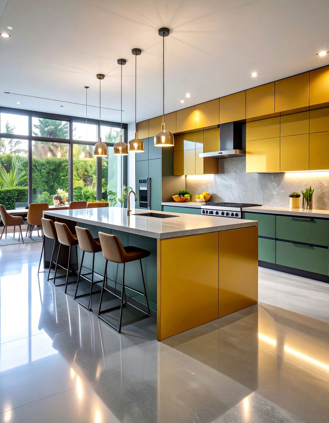 Concrete Floor Kitchen with Metallic Epoxy Finishes - 20 Concrete Floor Kitchen Ideas