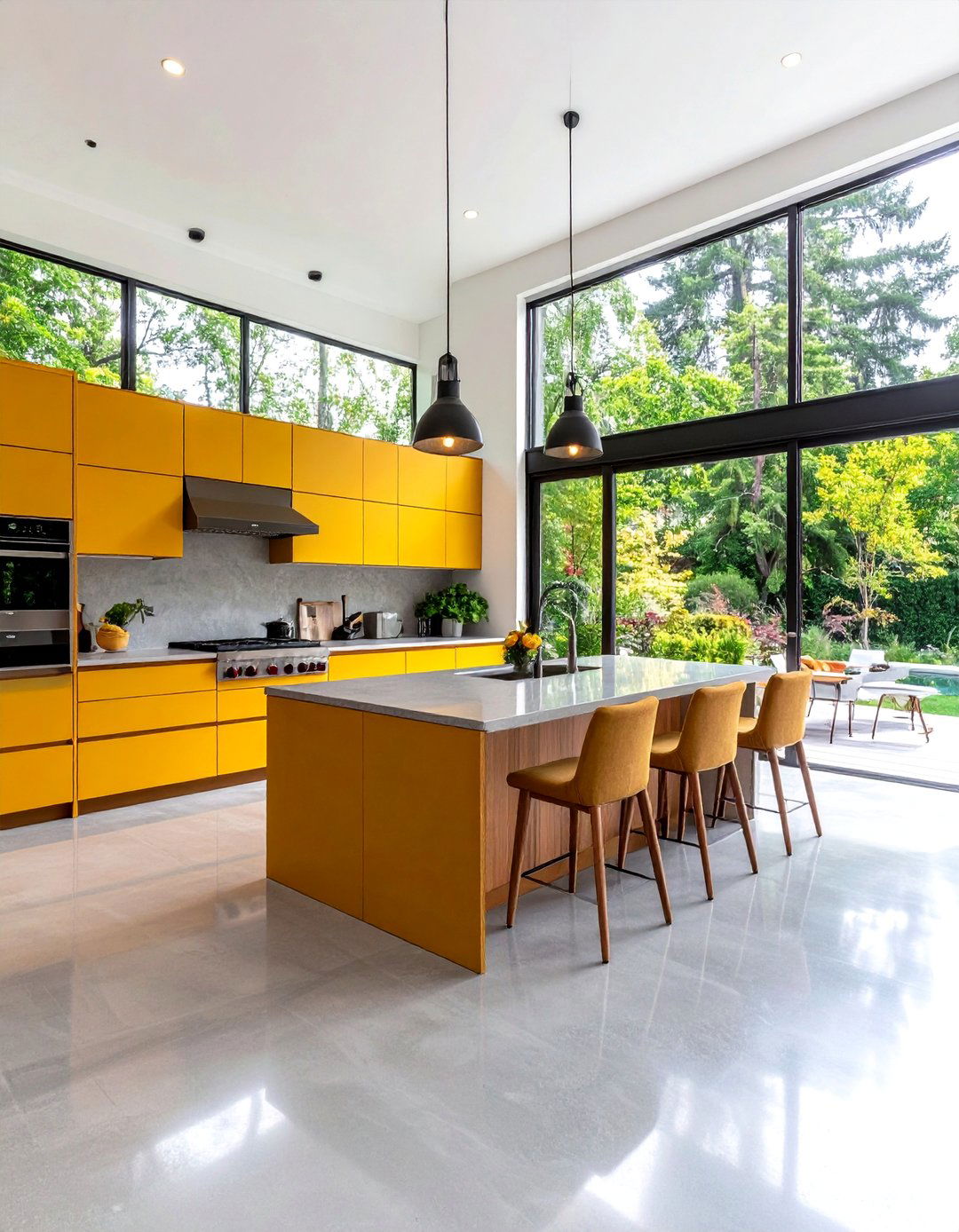 Concrete Floor Kitchen with Outdoor Indoor Seamless Flow - 20 Concrete Floor Kitchen Ideas
