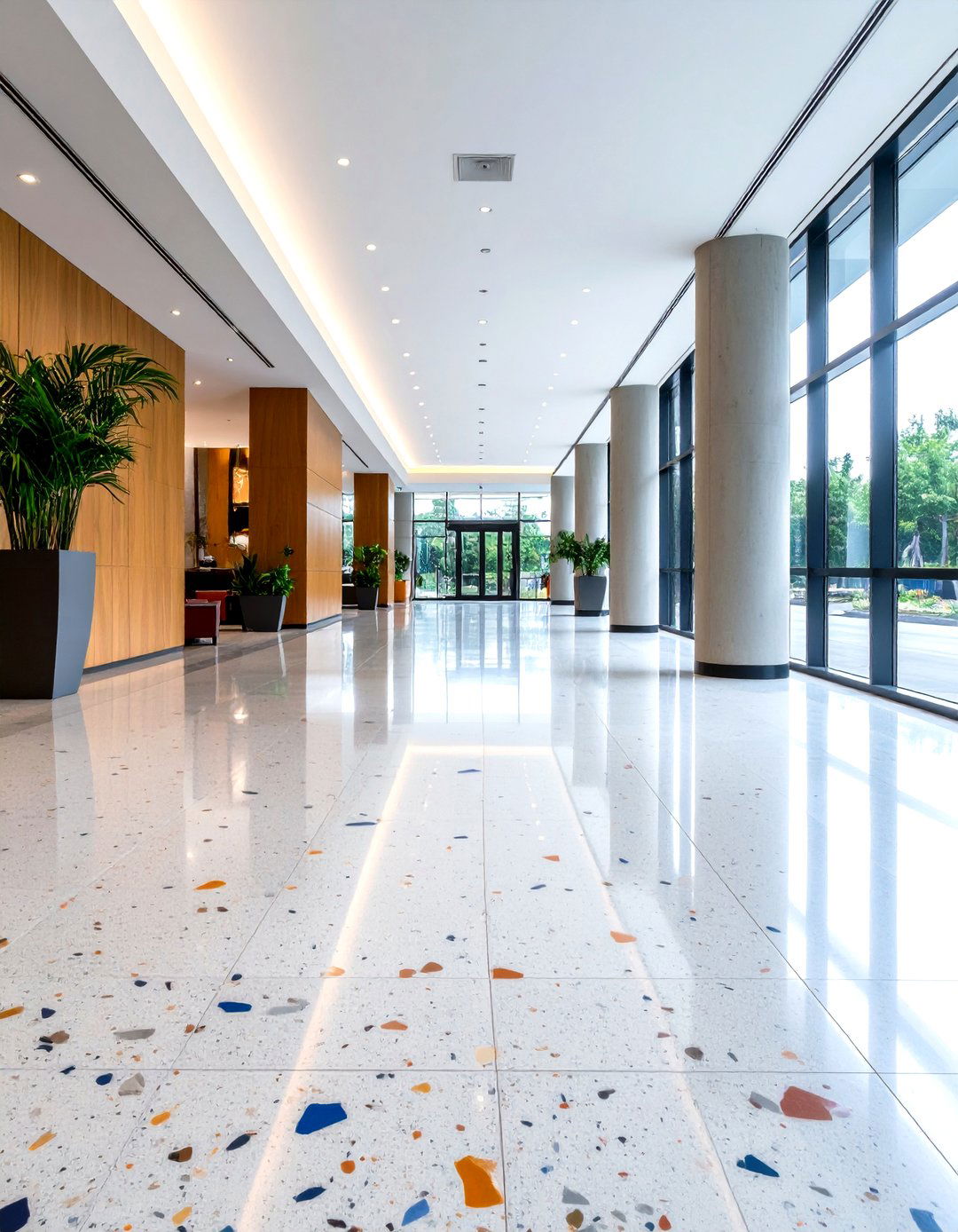 Concrete Floors with Terrazzo Style Aggregate Exposure - 20 Concrete Floor Design Ideas