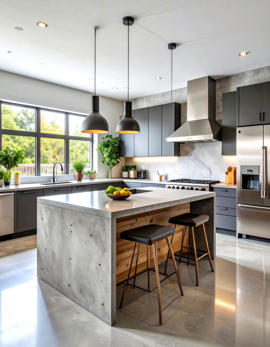 Concrete Industrial Kitchen Countertops - 20 Kitchen Countertop Ideas