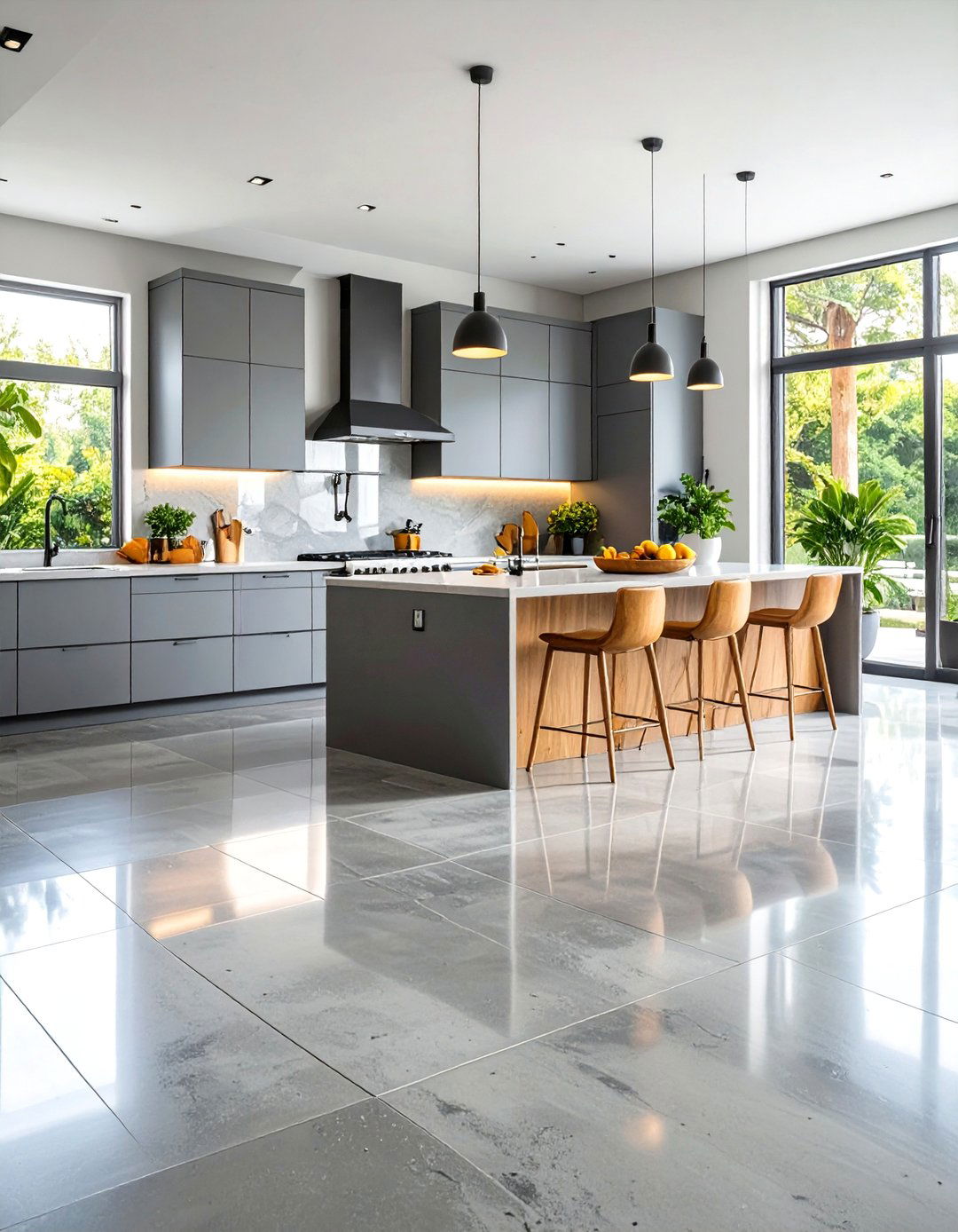 Concrete Look Kitchen Floor Tiles - 20 Kitchen Floor Ideas
