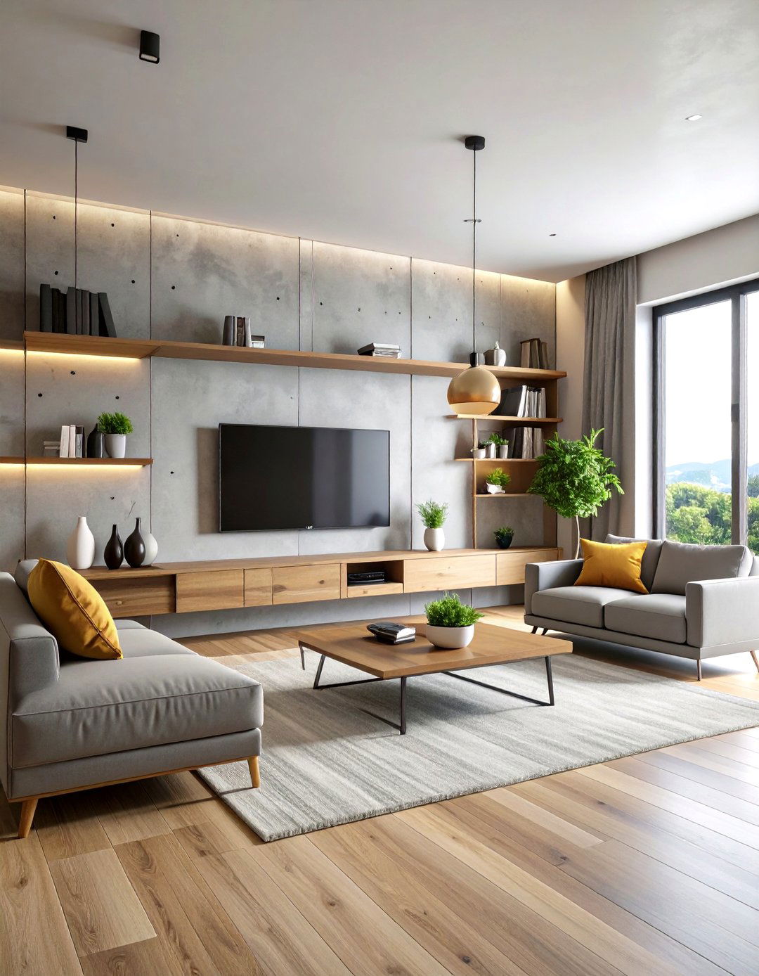 Concrete Modern Accent Wall - 20 Tv Accent Wall Ideas