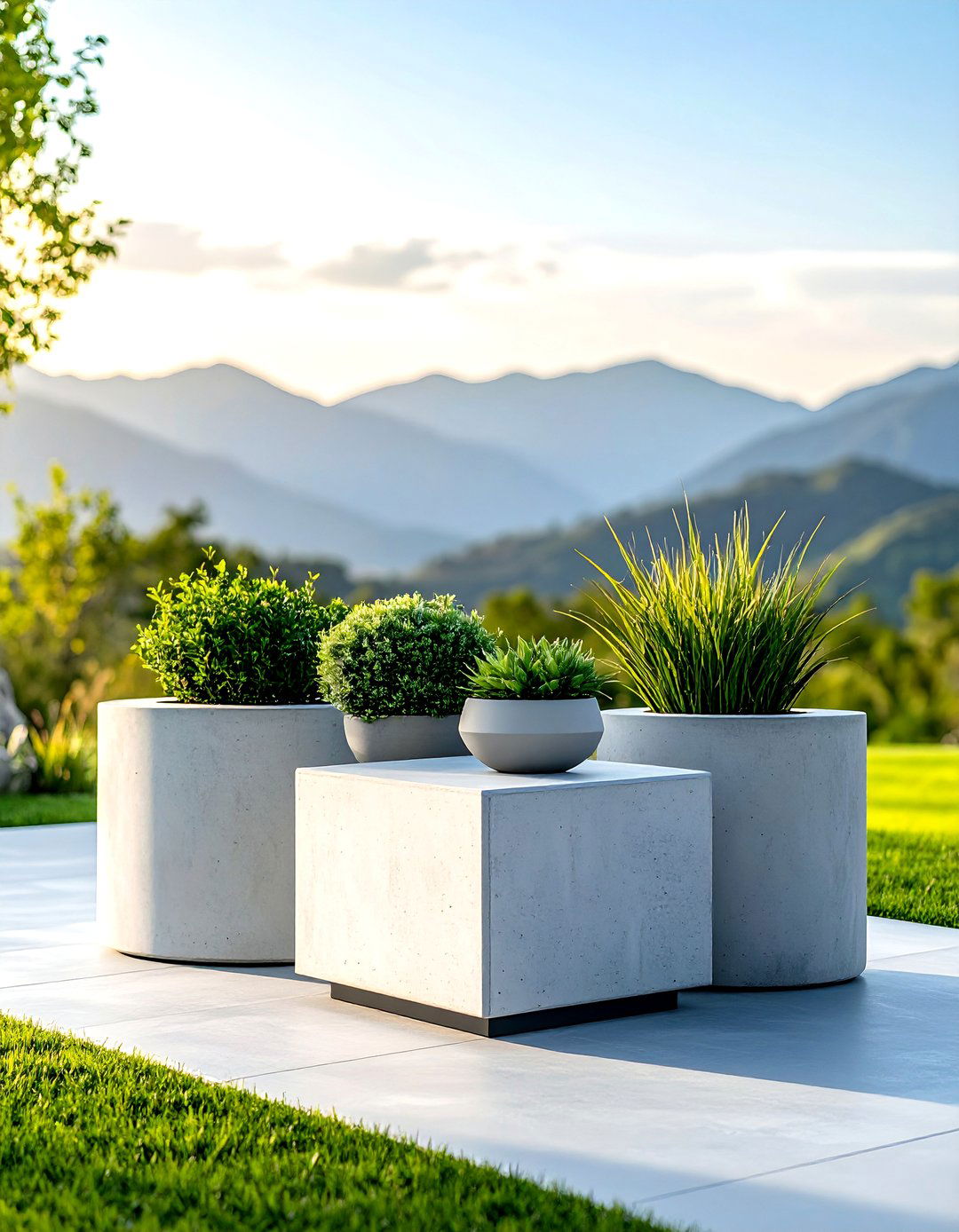 Concrete Outdoor Plant Stand with Modern Architectural Appeal - 20 Outdoor Plant Stand Ideas