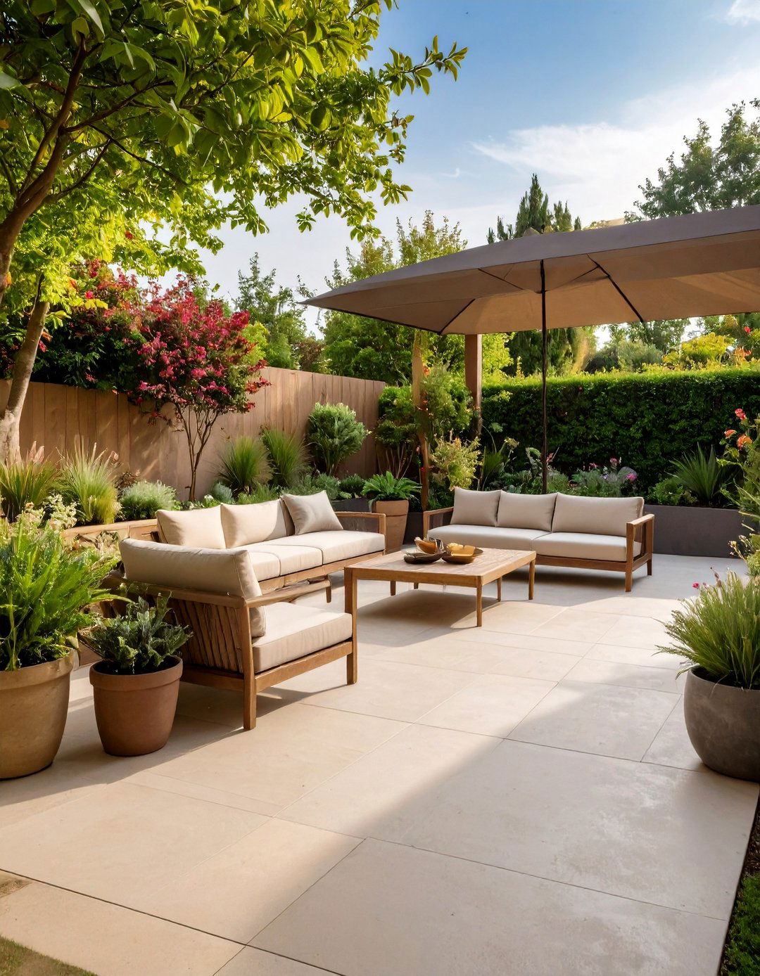 Concrete Patio with Integral Color Mixing - 20 Concrete Patio Ideas on a Budget
