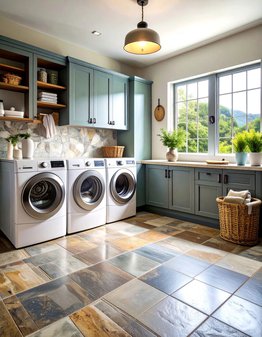 Concrete Polished Laundry Room Floor with Industrial Appeal - 20 Laundry Room Floor Ideas