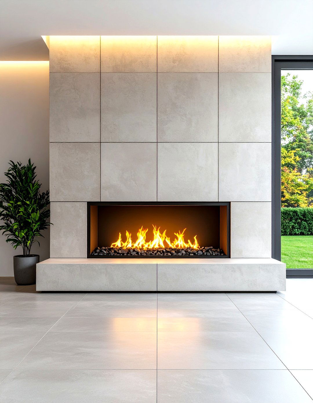 Concrete Slab Modernity - 20 Fireplace Wall Ideas