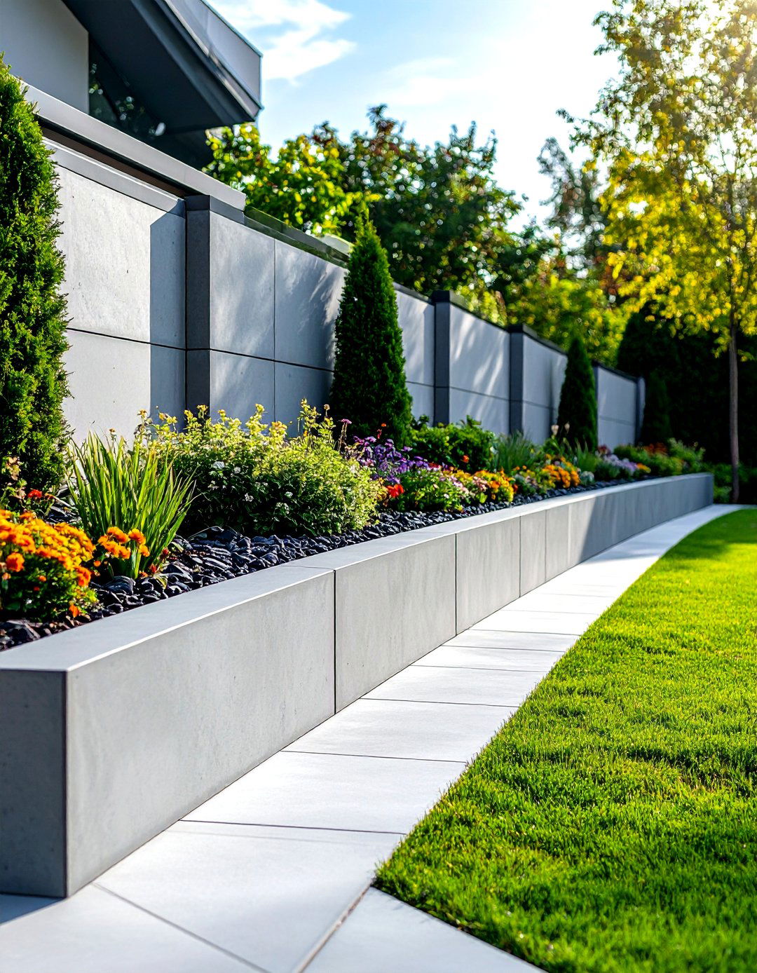 Concrete Sleeper Retaining Wall - 20 Inexpensive Retaining Wall Ideas