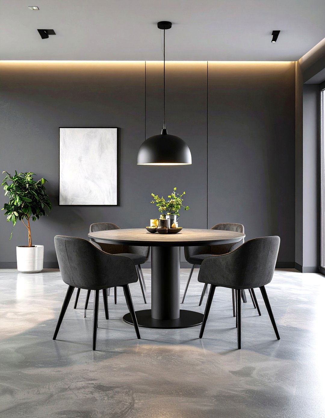Concrete Textures Give a Minimalist Gray Dining Room Edge - 20 Gray Dining Room Ideas