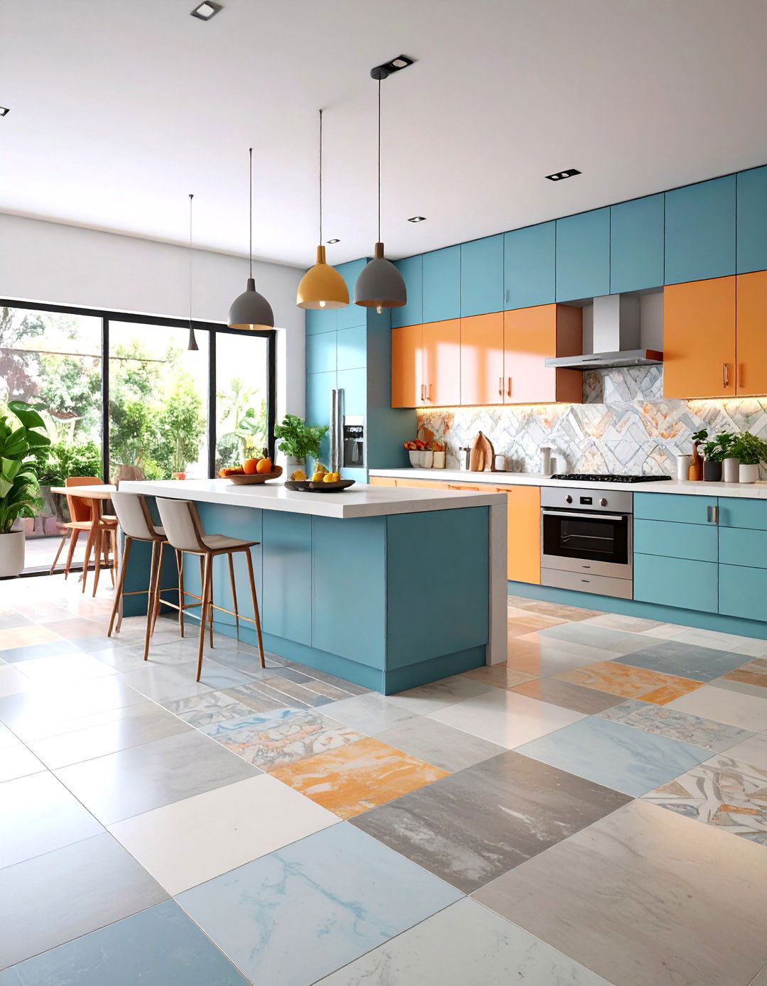 Concrete Tile Floor Kitchen with Modular Flexibility - 20 Concrete Floor Kitchen Ideas