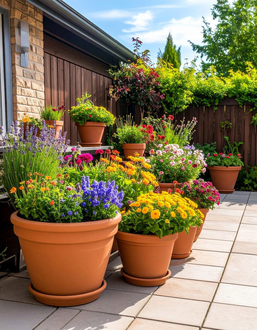 Container Cluster Flower Bed for Flexible Design - 20 Flower Bed Ideas