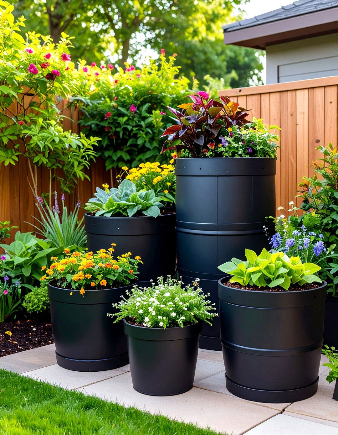 Container Corner Garden with Mixed Plantings - 20 Corner Garden Ideas