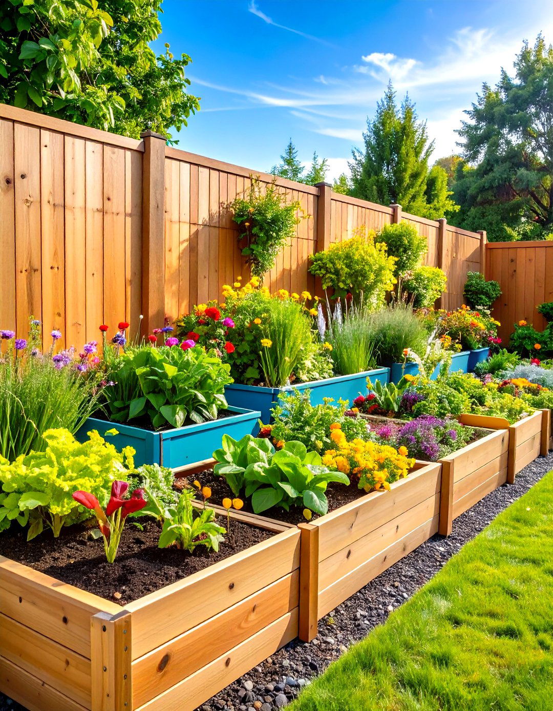 Container Fusion Raised Garden Bed Along Fence System - 20 Raised Garden Bed Along Fence Ideas
