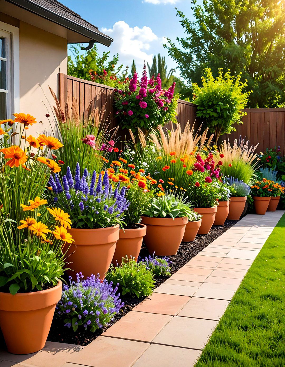 Container Garden Mix - 20 Small Backyard Patio Ideas