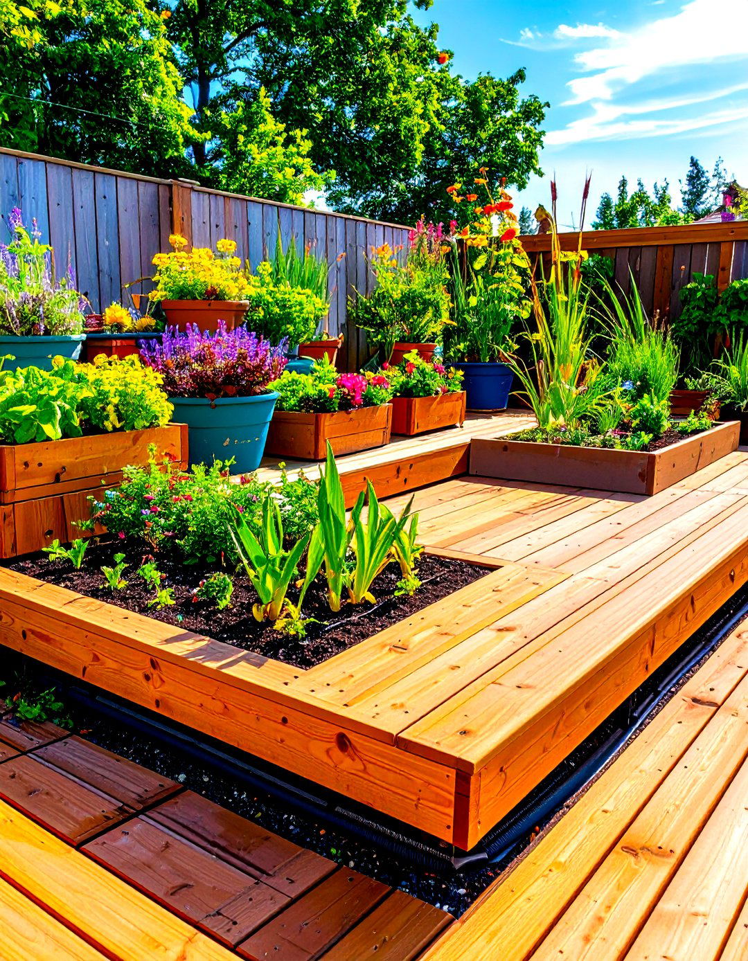 Container Garden Stage Floating Deck - 20 Floating Deck Ideas