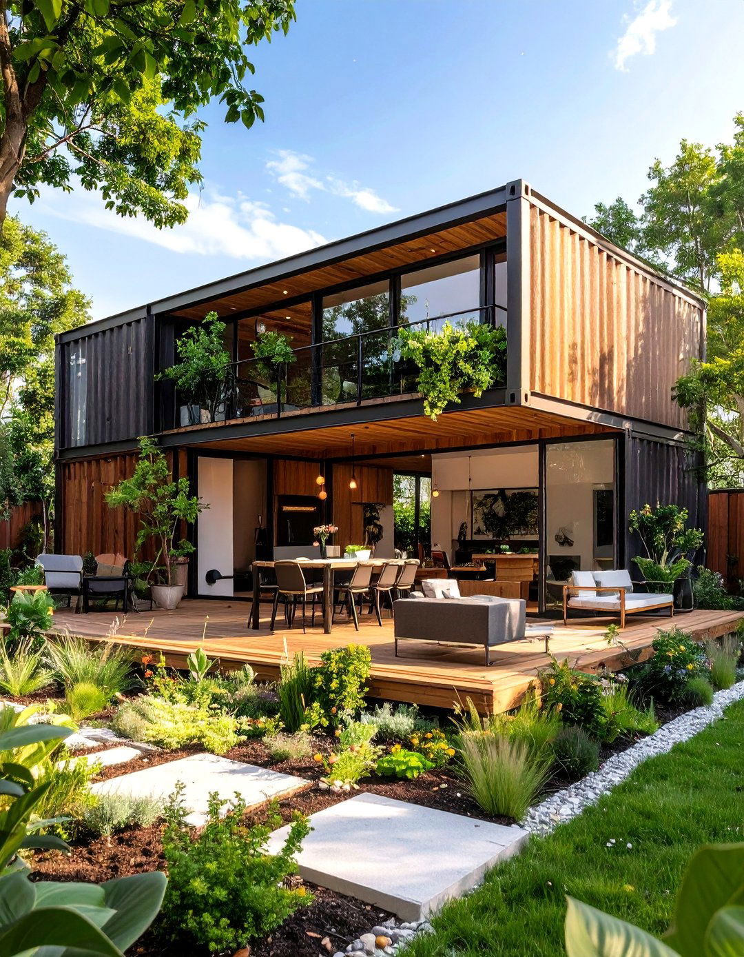 Container Home with Courtyard - 20 Container Home Ideas