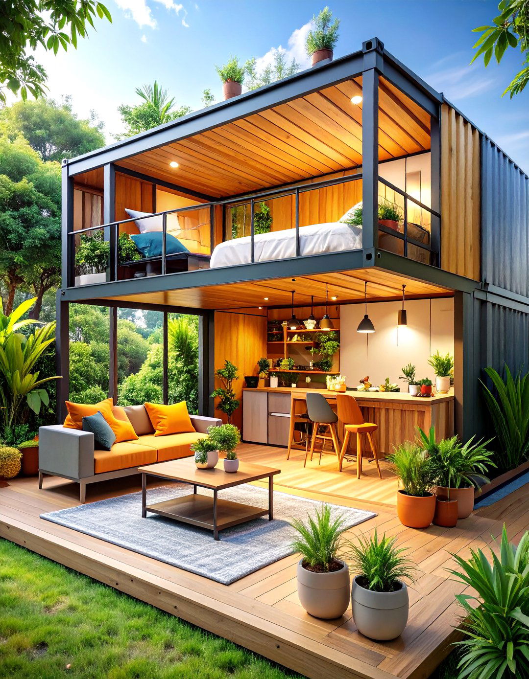 Container Home with Loft Design - 20 Container Home Ideas