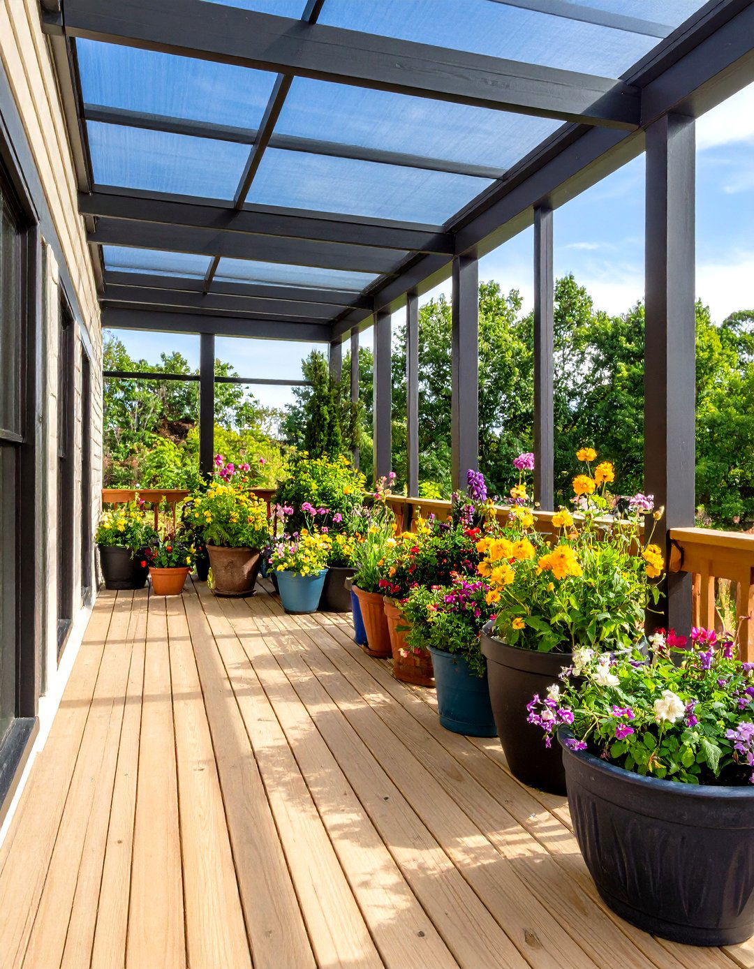 Container Plant Display - 20 Screened-in Deck Ideas