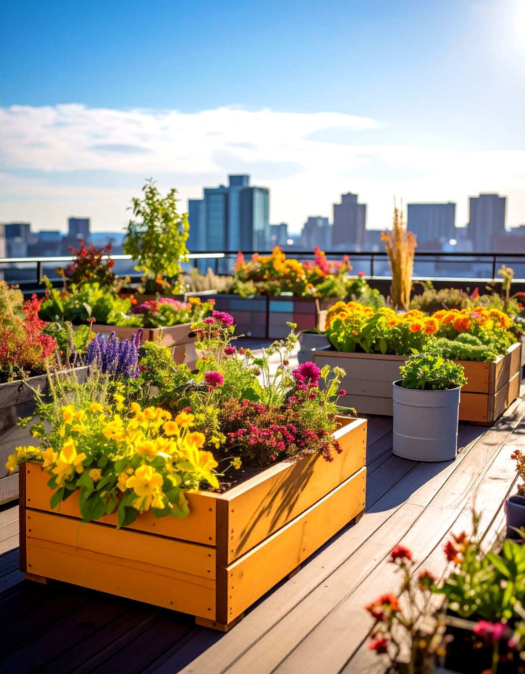 Container Planters for a Versatile Rooftop Garden - 20 Rooftop Garden Ideas