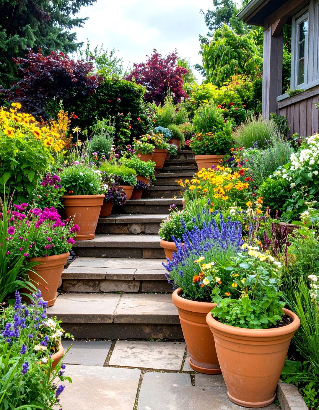 Container Tier Gardens - 20 Sloped Garden Ideas