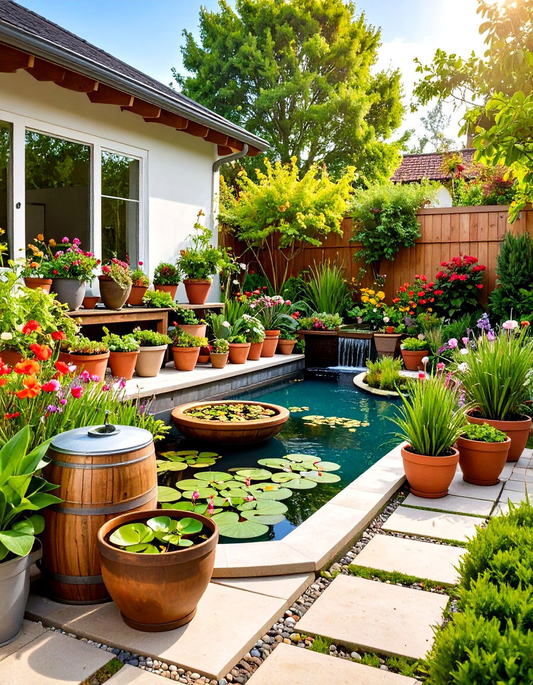 Container Water Garden Pond Landscaping for Small Spaces - 20 Pond Landscaping Ideas