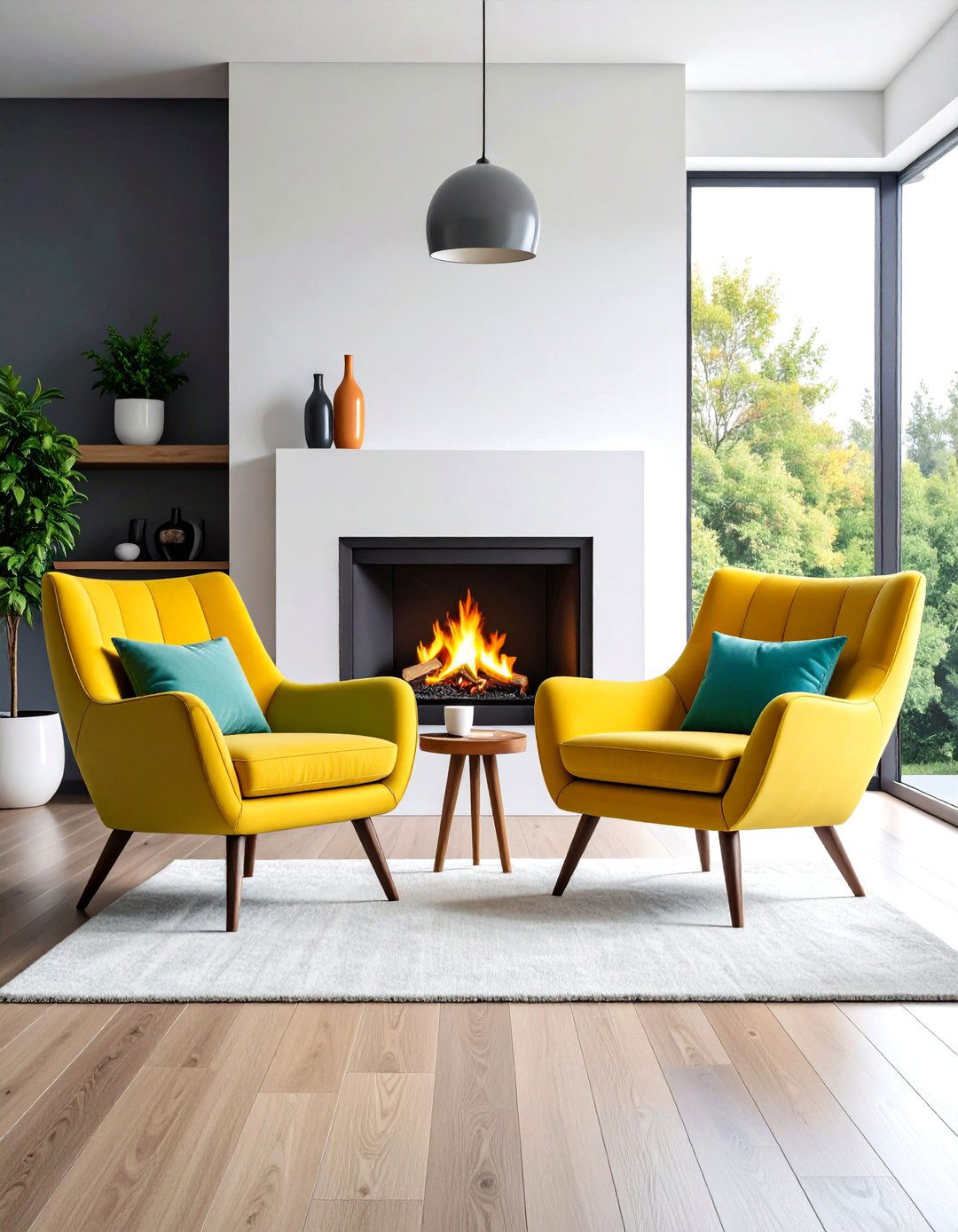 Contemporary Accent Chairs in Front of Fireplace - 20 Chairs in Front of Fireplace Ideas