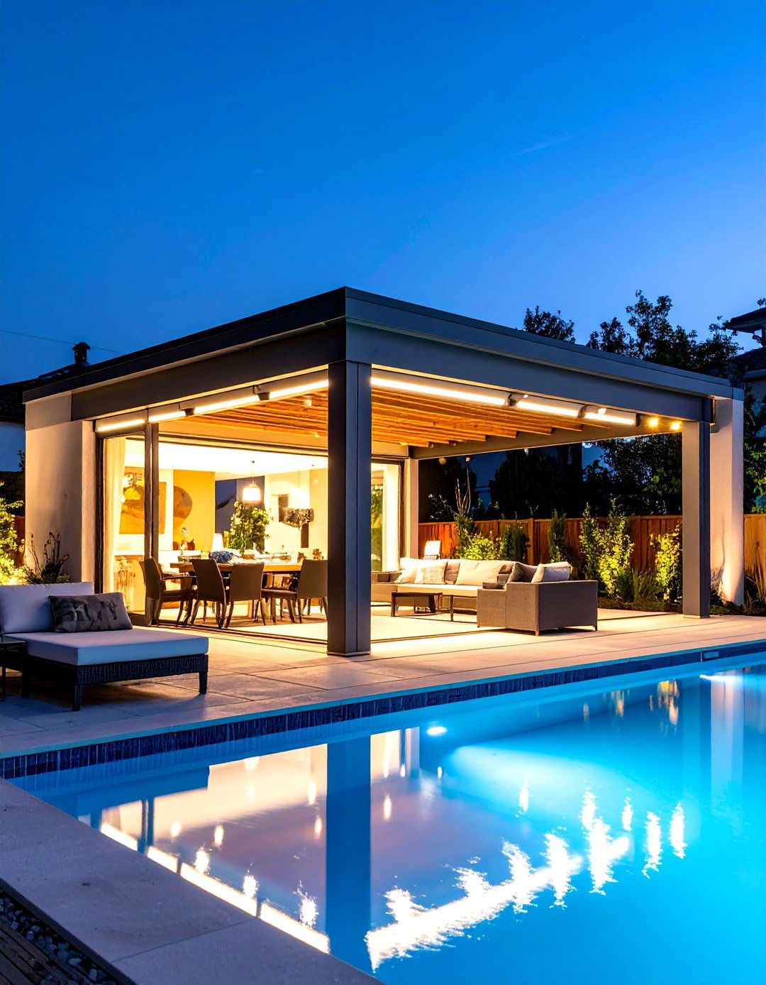 Contemporary Aluminum Pool Gazebo with Retractable Roof - 20 Pool Gazebo Ideas
