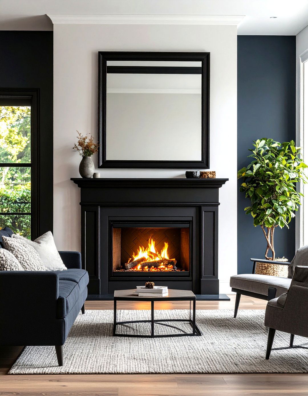 Contemporary Black Frame Mirror Over Fireplace - 20 Mirror Over Fireplace Ideas