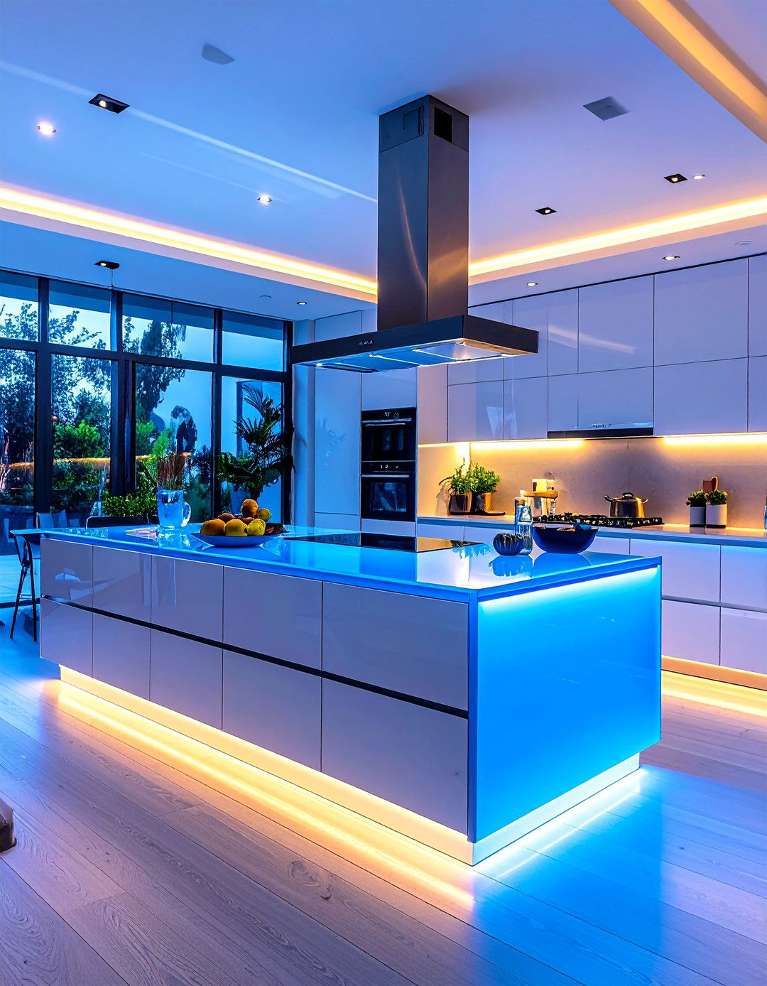 Contemporary Blue Acrylic Kitchen with LED Integration - 20 kitchens with blue countertops