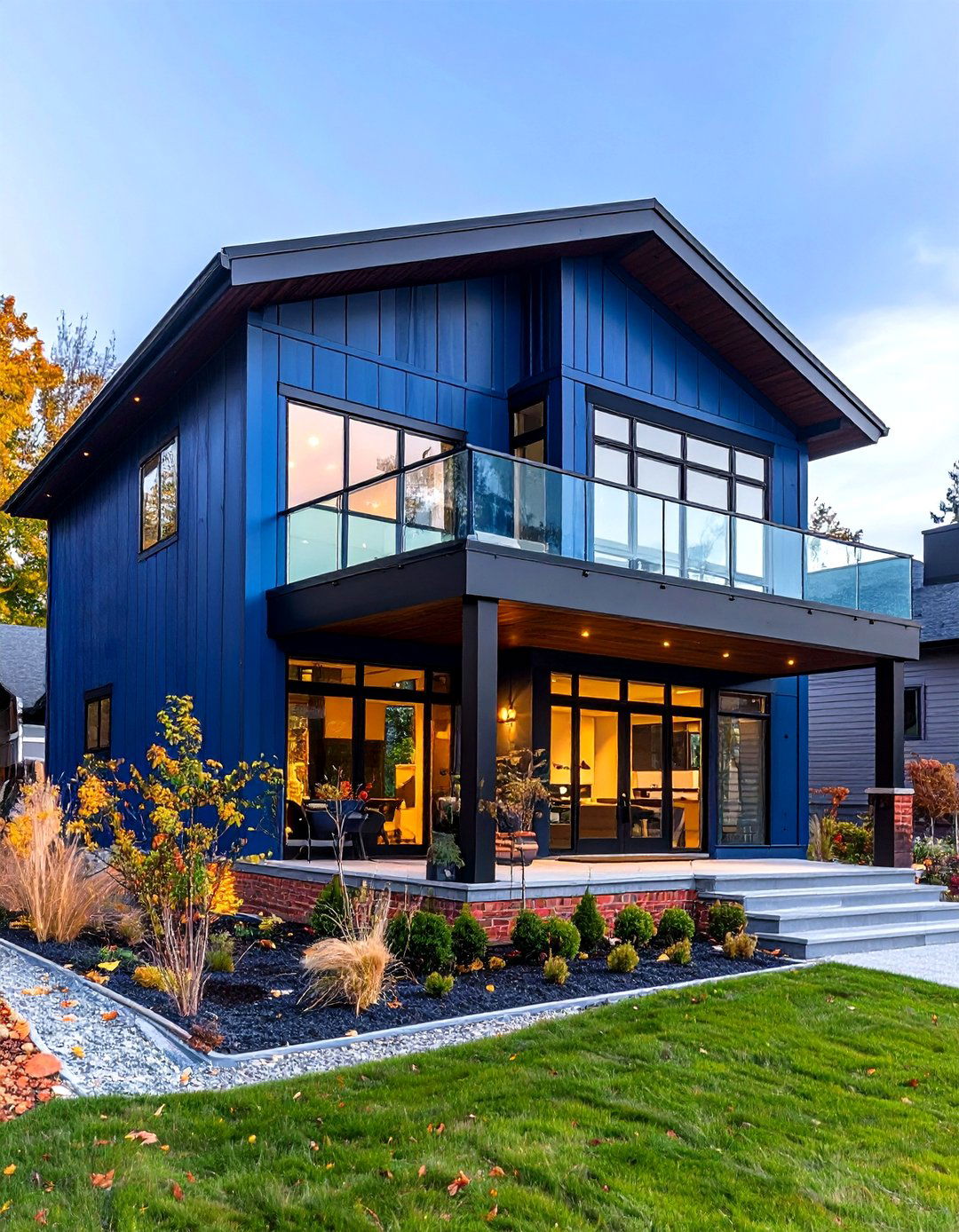 Contemporary Blue Exterior House Paint with Charcoal Blue - 20 blue exterior house paint ideas